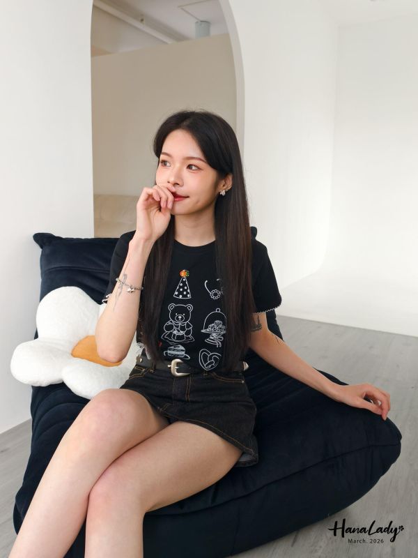 LSA17 小熊蝴蝶結QQ邊上衣 