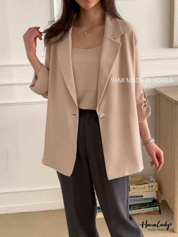 LFA02 釦袖設計翻領休閒雪紡西外 