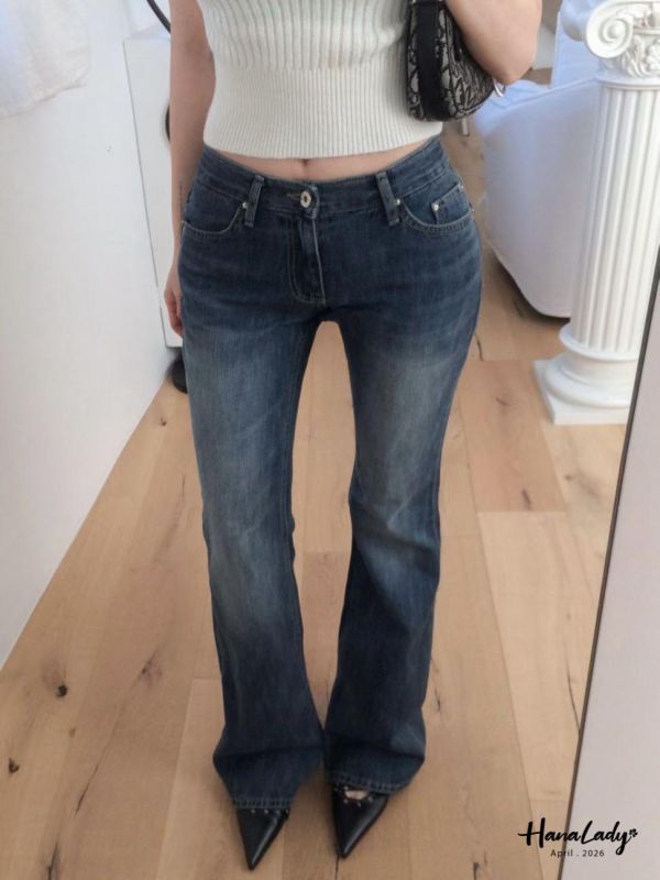 LFA25 翹臀卯釘春夏薄丹寧喇叭褲 