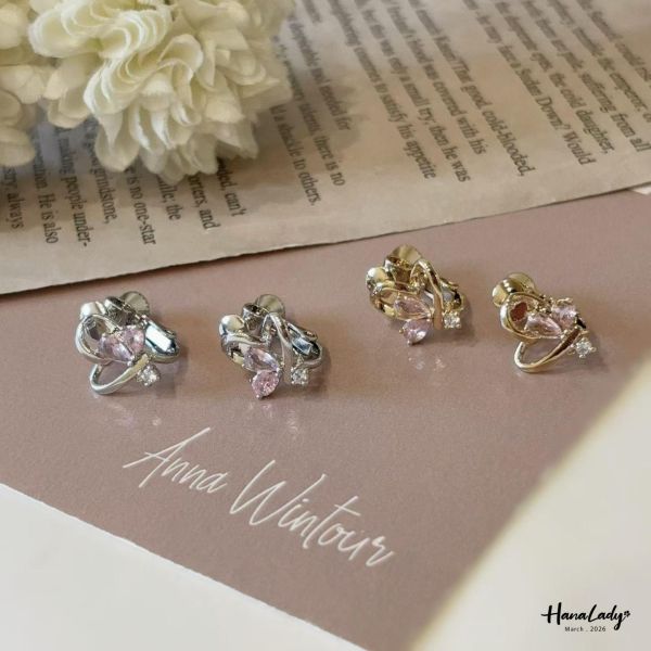 LSA71 愛心小鑽耳夾式耳環 