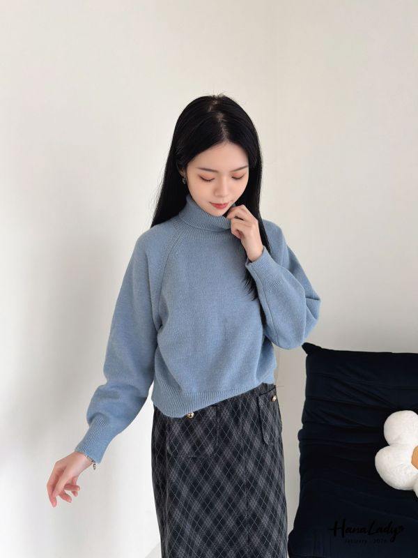 LEA92 簡簡單單百搭高領針織上衣 