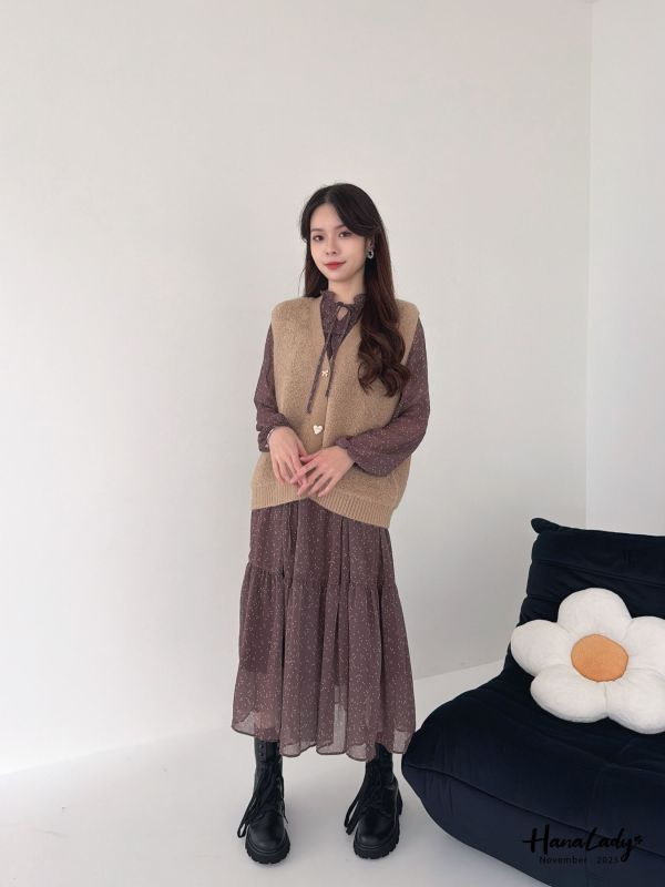 WJA95 復古波點層次長洋 