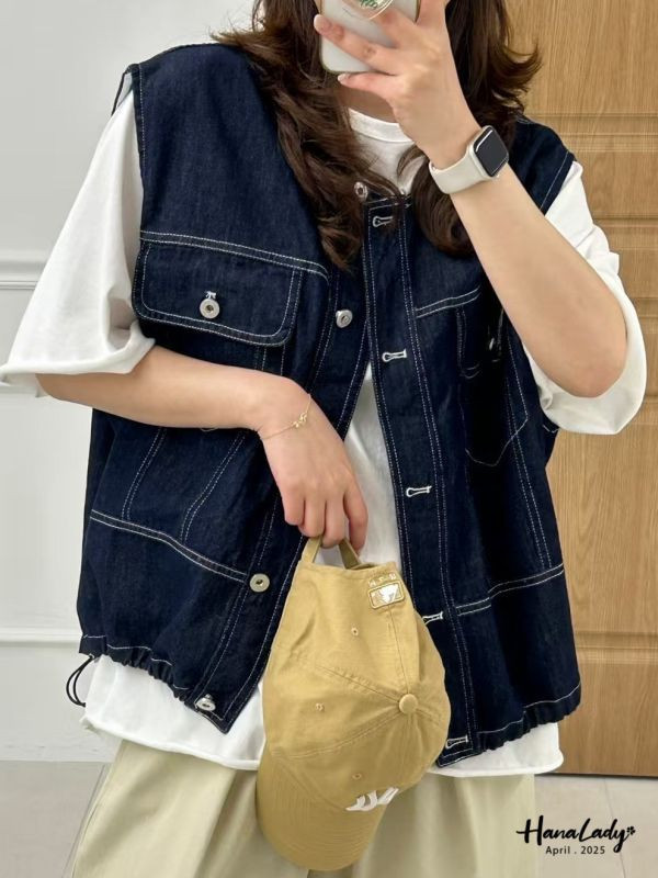 WFA77 寬鬆設計感車線質感背心 正韓 韓國服飾 韓國連線