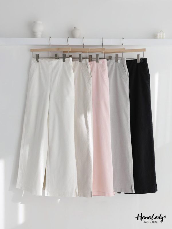 LFA34 經典直筒小開衩休閒褲 