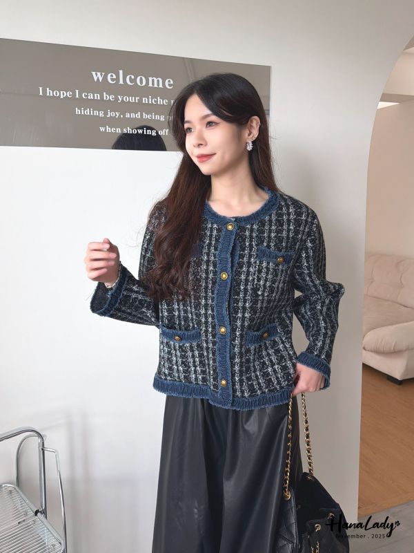 WJB08 牛仔滾邊小香風親膚外 