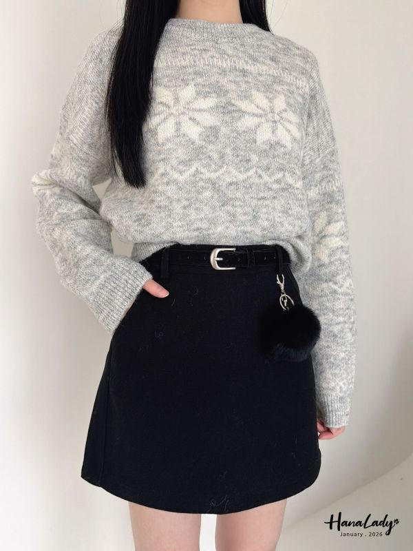 LEB08 附毛球腰帶棉絨褲裙 