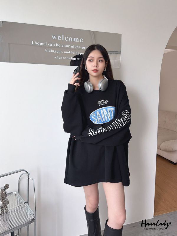 WJB07 長版美式印花字母T 