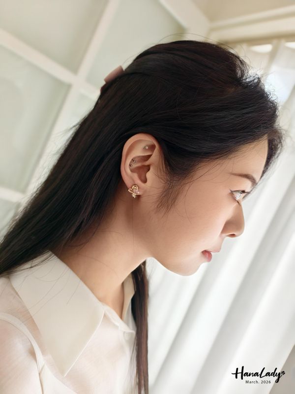 LSA71 愛心小鑽耳夾式耳環 