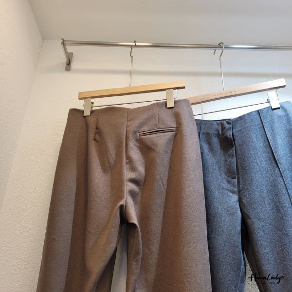 LEA91 輕薄棉絨休閒微喇叭西裝褲 