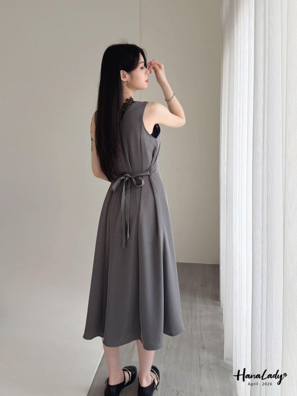 LFA26 高質感蕾絲V領背心長洋 