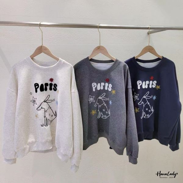 WJA18 狗狗塗鴉刺繡寬版大學T 