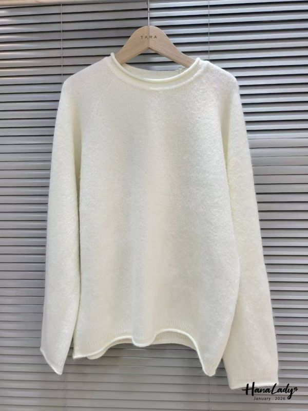 LEA42 百搭純色捲邊針織 