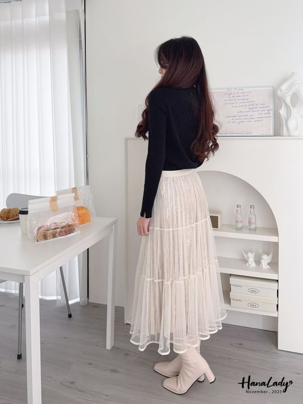 WJA08 浪漫爆棚絨布層次網紗裙 