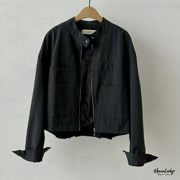 WSA18 帥氣多口袋後抓摺外套 