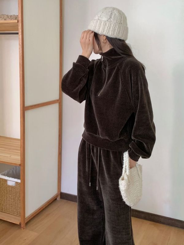 WQA93 率性簡約燈芯絨拉鍊上衣 