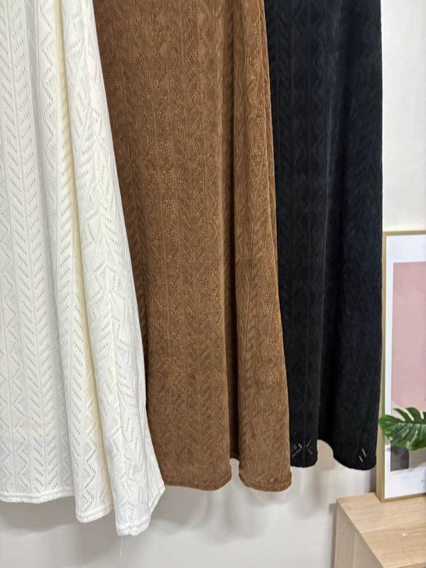 WQA26 必收絨布蕾絲A字長裙 