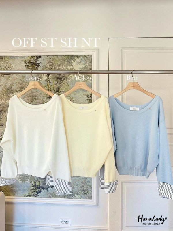 WSA20 線條反摺袖設計寬領上衣 