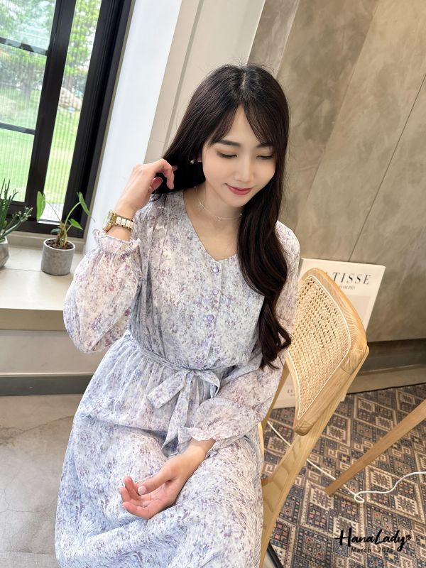 WSA51 仙女必備碎花綁帶長洋 