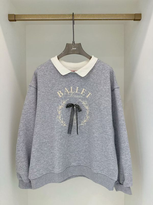 WQA20 麂皮圖紋針織領大學T 