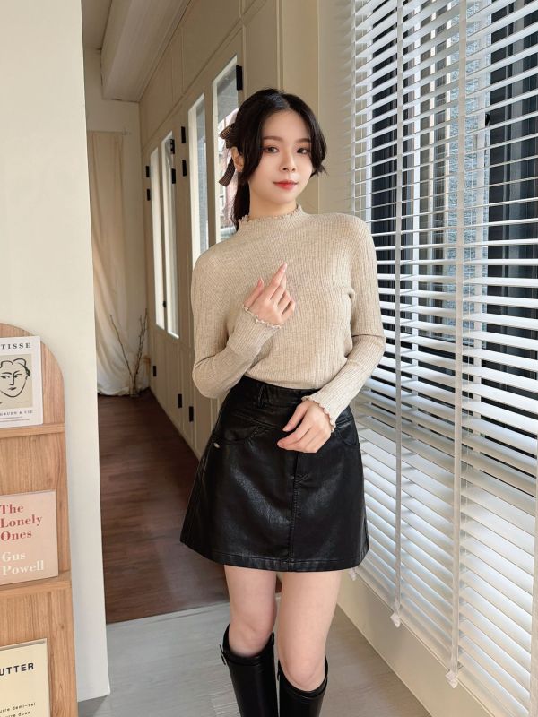 WQA13 拷克QQ邊毛料針織上衣 