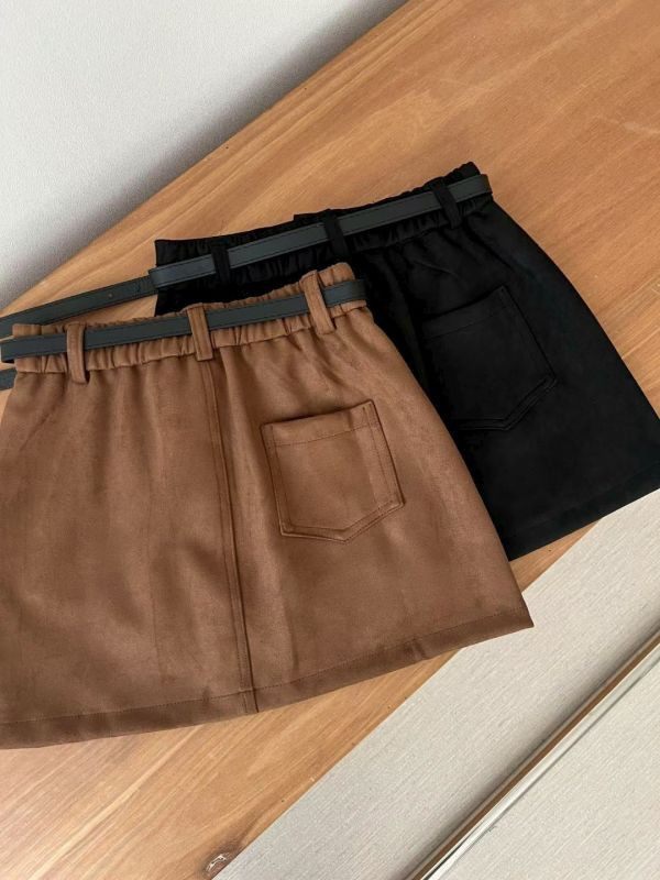 WQA27 好舒服附腰帶麂皮褲裙 