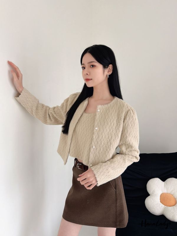 LEA38 高質感氣質毛絲兩件式上衣 