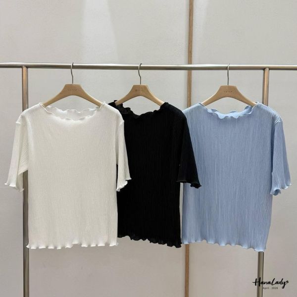 LFA91 簡約拷克邊坑條上衣 