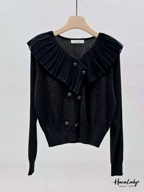 LEA09 親膚細針織拼接雪紡上衣 