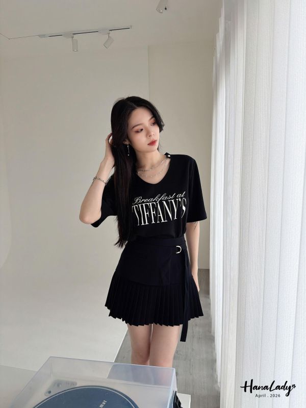 LFA13 珍珠鍊設計字母棉T 