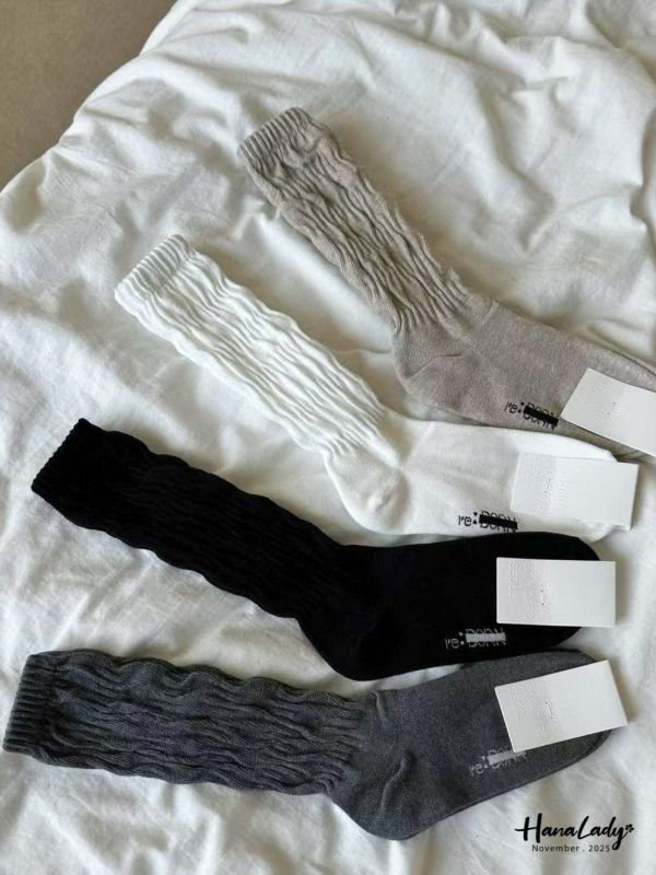 WJB32 可愛皺摺堆堆棉襪 