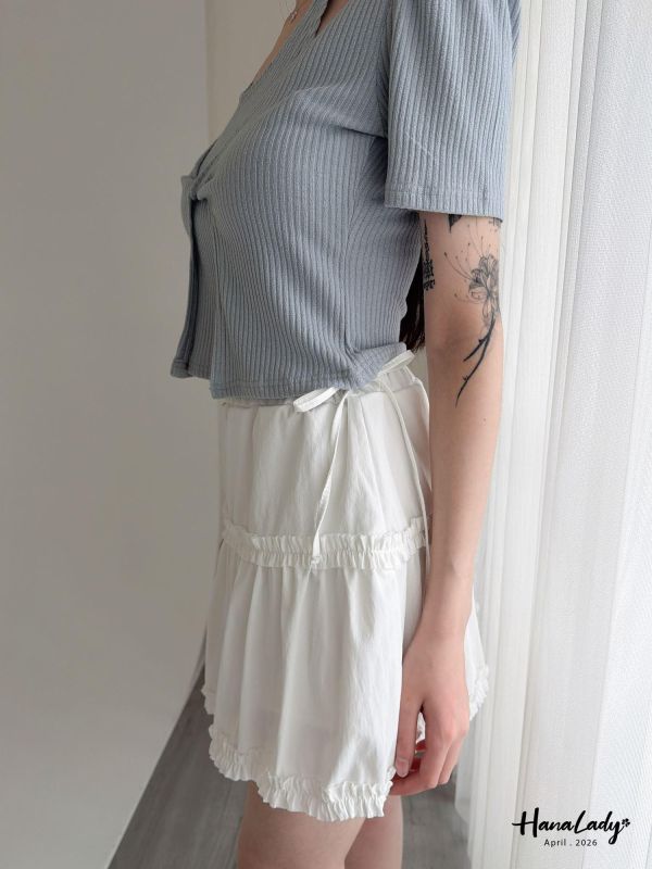 LFA43 側綁繩層次短褲裙 