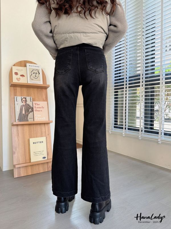 WQB15 冬季必收磨毛喇叭丹寧褲 