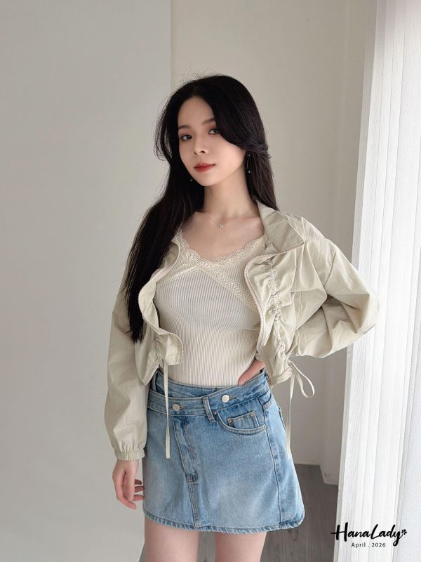 LFA59 造型斜扣設計丹寧褲裙 