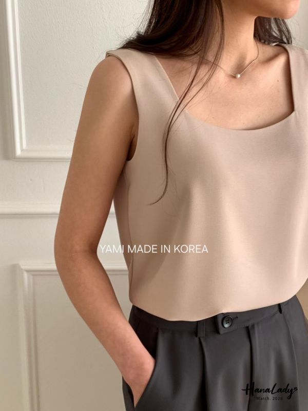 LFA03 簡單純色方領雪紡背心 