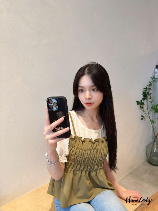 LLA77 韓系小姐姐假兩件上衣 