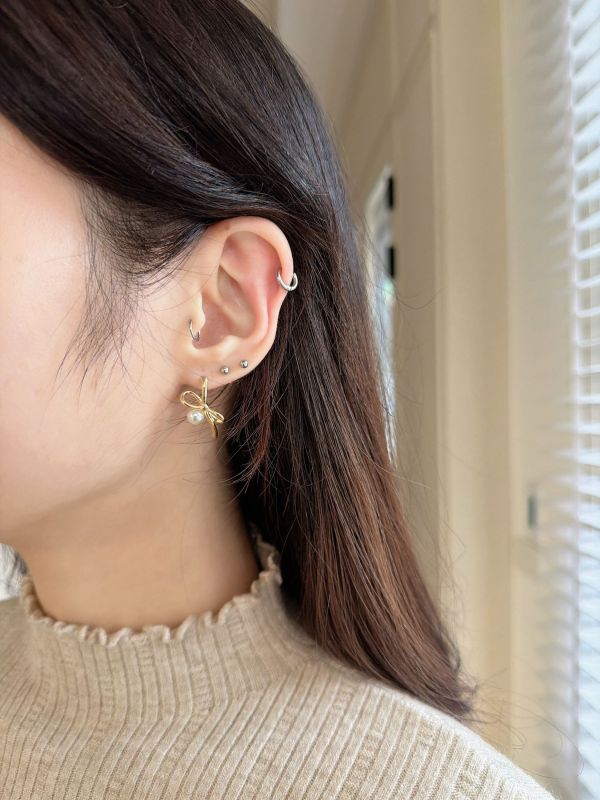 WQB41 氣質扭結珍珠耳環 