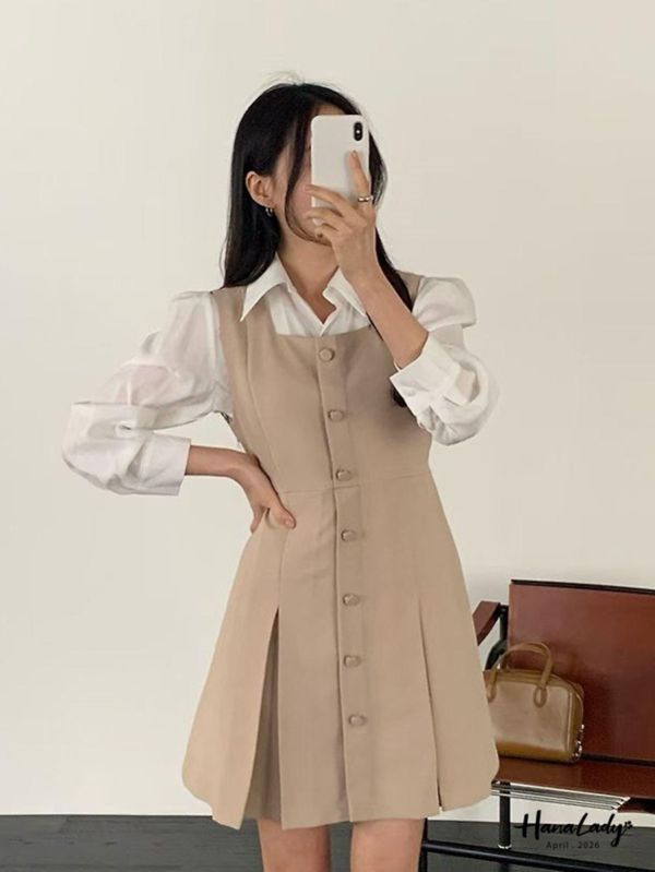 LFB11 簡約方領壓摺短洋 