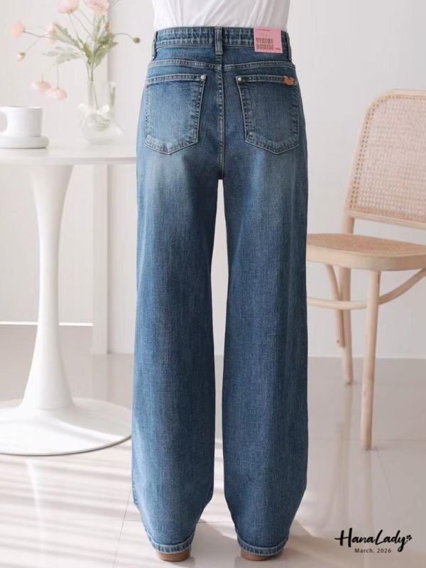 LSA55 壓線直筒休閒丹寧褲 