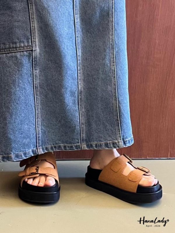 LFA97 厚底雙釦帶凉拖 