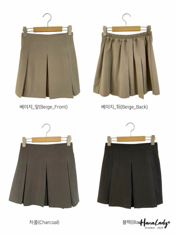 WTB34 經典壓褶後鬆緊褲裙 