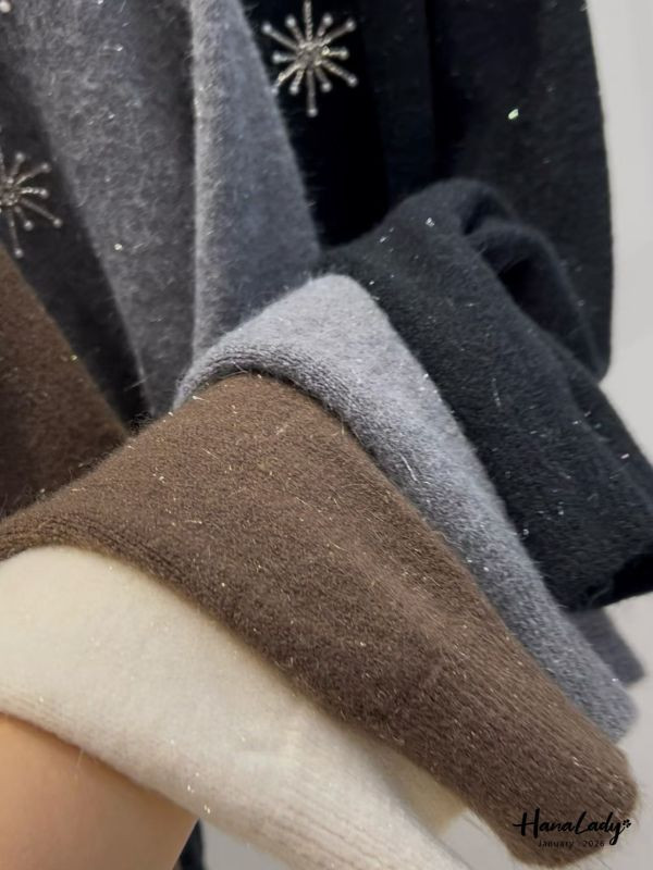 LEA51 雪花串珠銀蔥針織上衣 