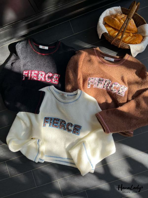 LEA14 絨布豹紋刺繡邊針織上衣 