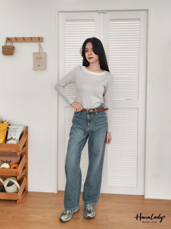 LSA61 高質感修身刷色牛仔褲 