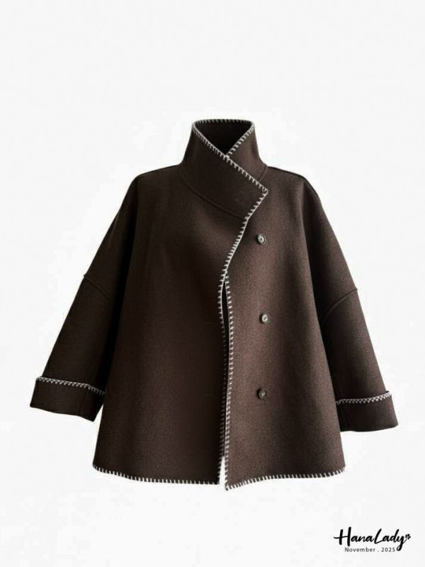 WJA72 考克滾邊厚絨翻領外 