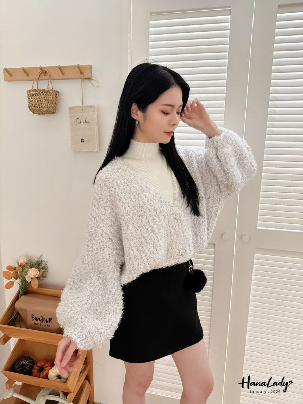 LEA17 閃亮亮鑽石釦QQ針織上衣 