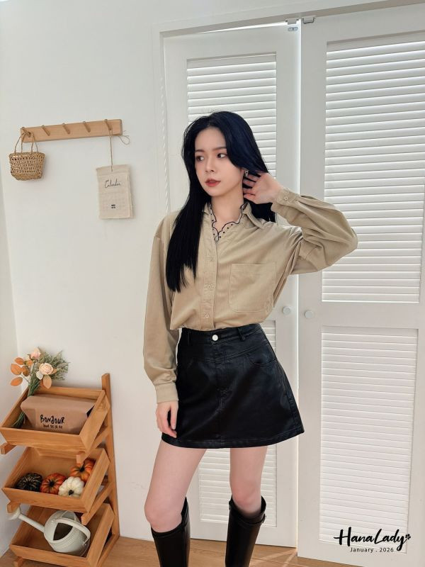 LEA22 點點紗極細燈心棉絨衫 