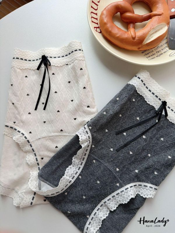 LFA75 韓國麻花小愛心緞帶內褲 