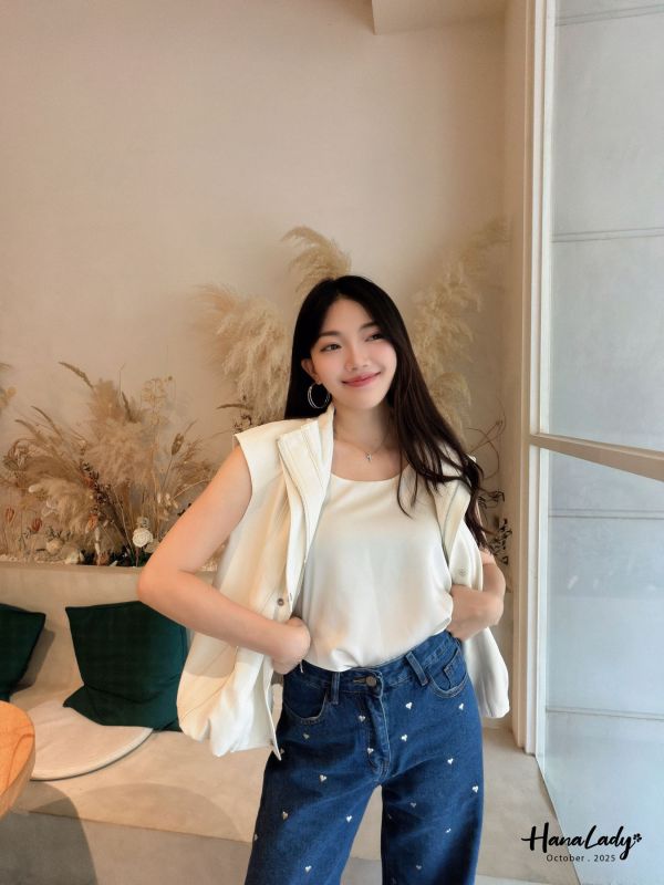 WTB30 精緻緞面內接雪紡紗背心 