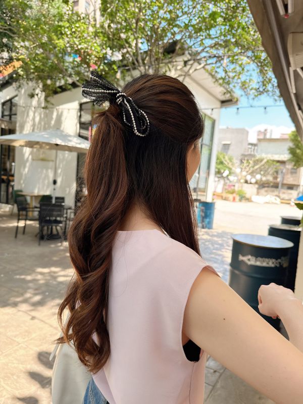 WWB03 甜美蕾絲珍珠髮圈 