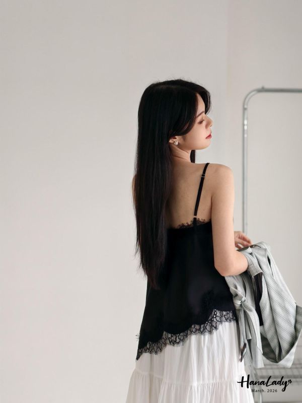 LSA62 高單蕾絲斜擺設計背心 